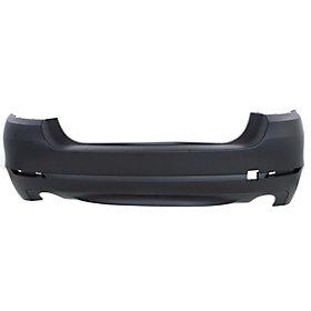 2011-2013 BMW 5Series Rear Bumper; w/o M-Pkg; Sedan/Hybrid; w/o Park Assist Sensor Holes; LH and RH ROUND Exhaust Holes; No Lower Valance; BM1100244; 51127238529