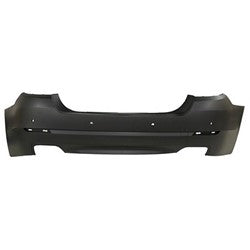 2011-2013 BMW 5Series Rear Bumper; w/o M-Pkg; Sedan; w/ Park Assist Sensor Holes; LH and RH RECTANGULAR Exhaust Holes; No Lower Valance; BM1100246; 51127238520
