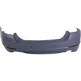 2011-2013 BMW 5Series Rear Bumper; w/o M-Pkg; Sedan; w/ Park Assist Sensor Holes; LH and RH ROUND Exhaust Holes; No Lower Valance; BM1100236; 51127238518