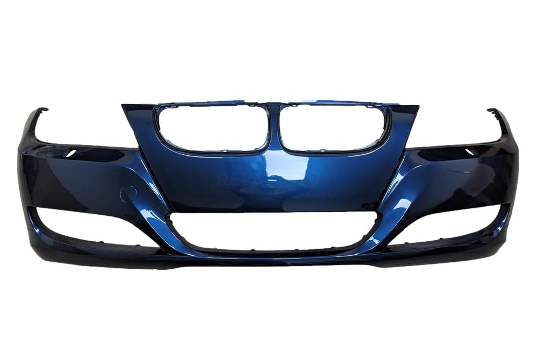 2009-2012 BMW 3-Series Front Bumper Painted_Deep_Sea_Blue_Metallic_A76_WITHOUT: M-Package, Headlight Washer Holes, Park Assist Sensor Holes and Parking Distance Control Holes_ 51117226709_ BM1000212