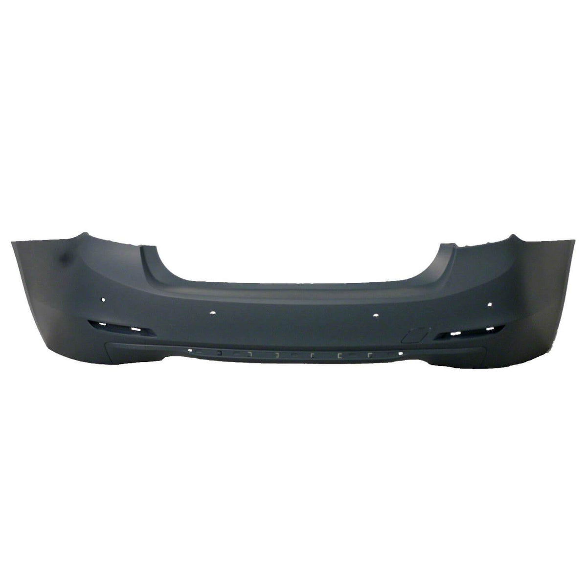 2012-2015 BMW 3Series Rear Bumper; Sedan -  w_o M Sport Line; w_ Park Assist Sensor Holes; w_ Molding Holes; Modern Type; w_ Park Distance Cover Sensor Holes; F30 335; BM1100242; 51127312735