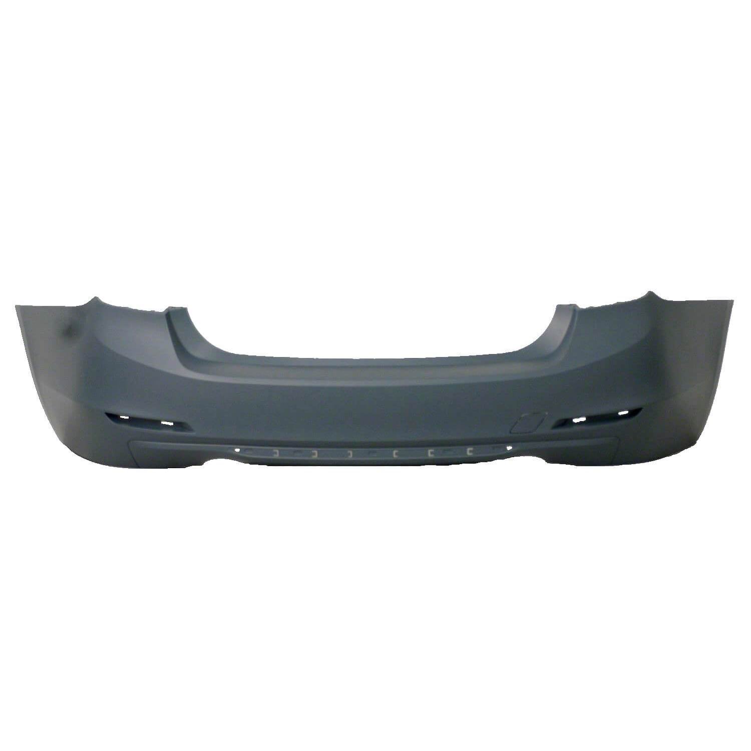 2012-2015 BMW 3Series Rear Bumper; Sedan -  w_o M Sport Line; w_o Park Assist Sensor Holes; w_ Molding Holes; Modern Type; w_o Park Distance Cover Sensor Holes; F30 335I; BM1100243; 51127312732