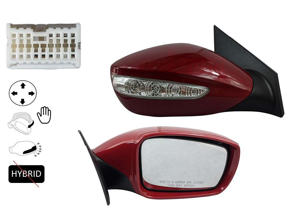 2012 Hyundai Sonata Side View Mirror Painted (OE Replacement, w_ Turn Signal Light) Venetian Red Pearl (RER), Right, Passenger-side, Non-Heated, w_ Turn Signal Light, Power, Manual Folding, Except Hybrid 876203Q100