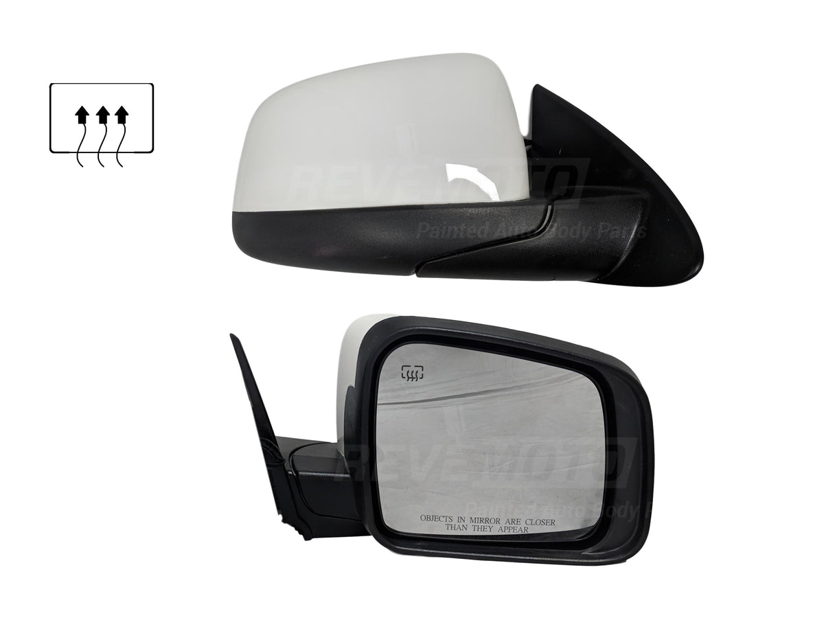 2012 Dodge Durango Passenger Side View Mirror; Heated; wo Signal Light; wo Memory; wo BSD; Manual Folding PaintedStone White (PW1)_5SH42AXRAB