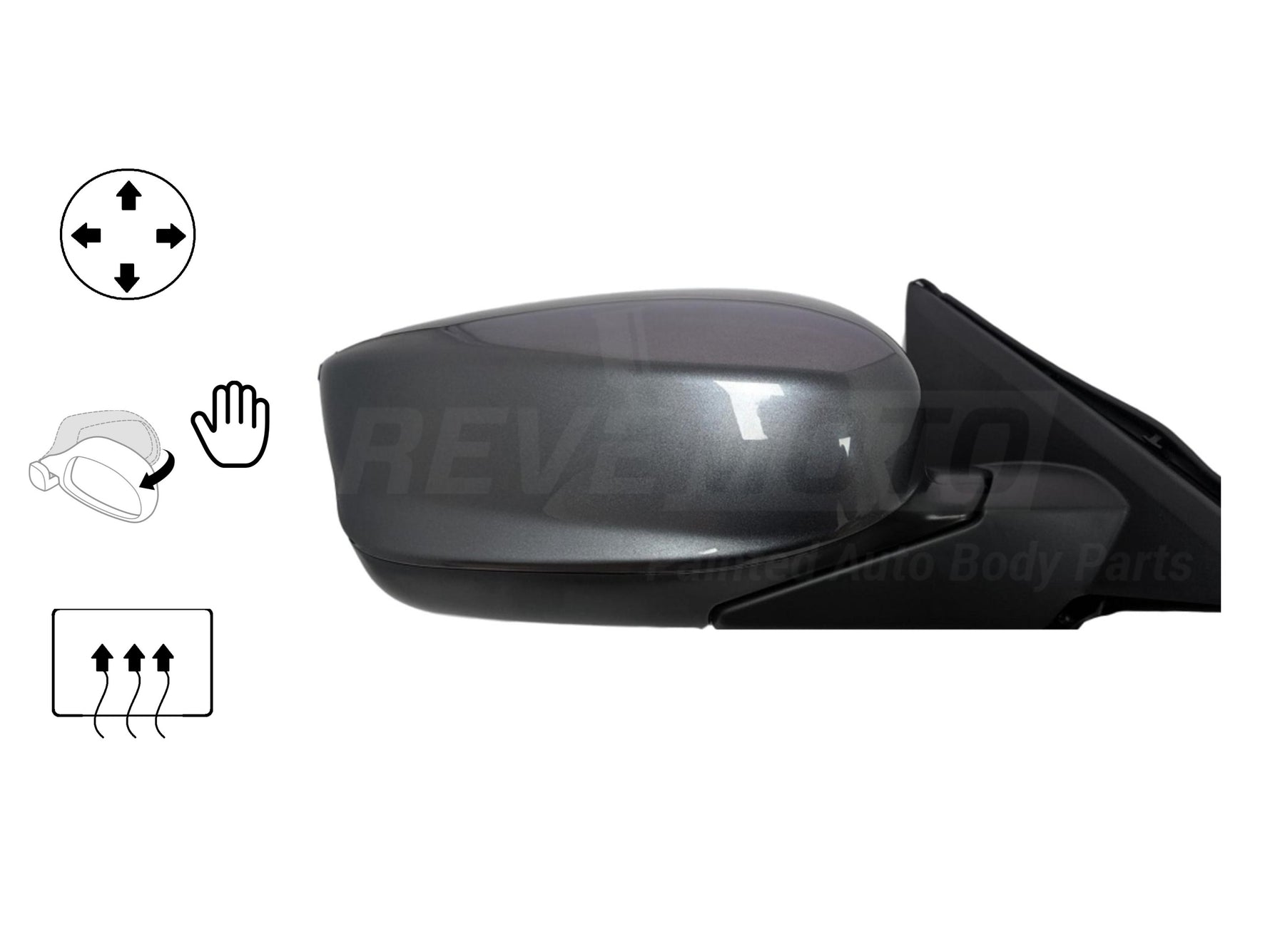 2012 Honda Accord Passenger Side View Mirror, Sedan, USA, Japan Built_ Power_ Manual Folding_ Heated, Sedan, Painted Polished Metal Metallic (NH737M) 76208TA5A11