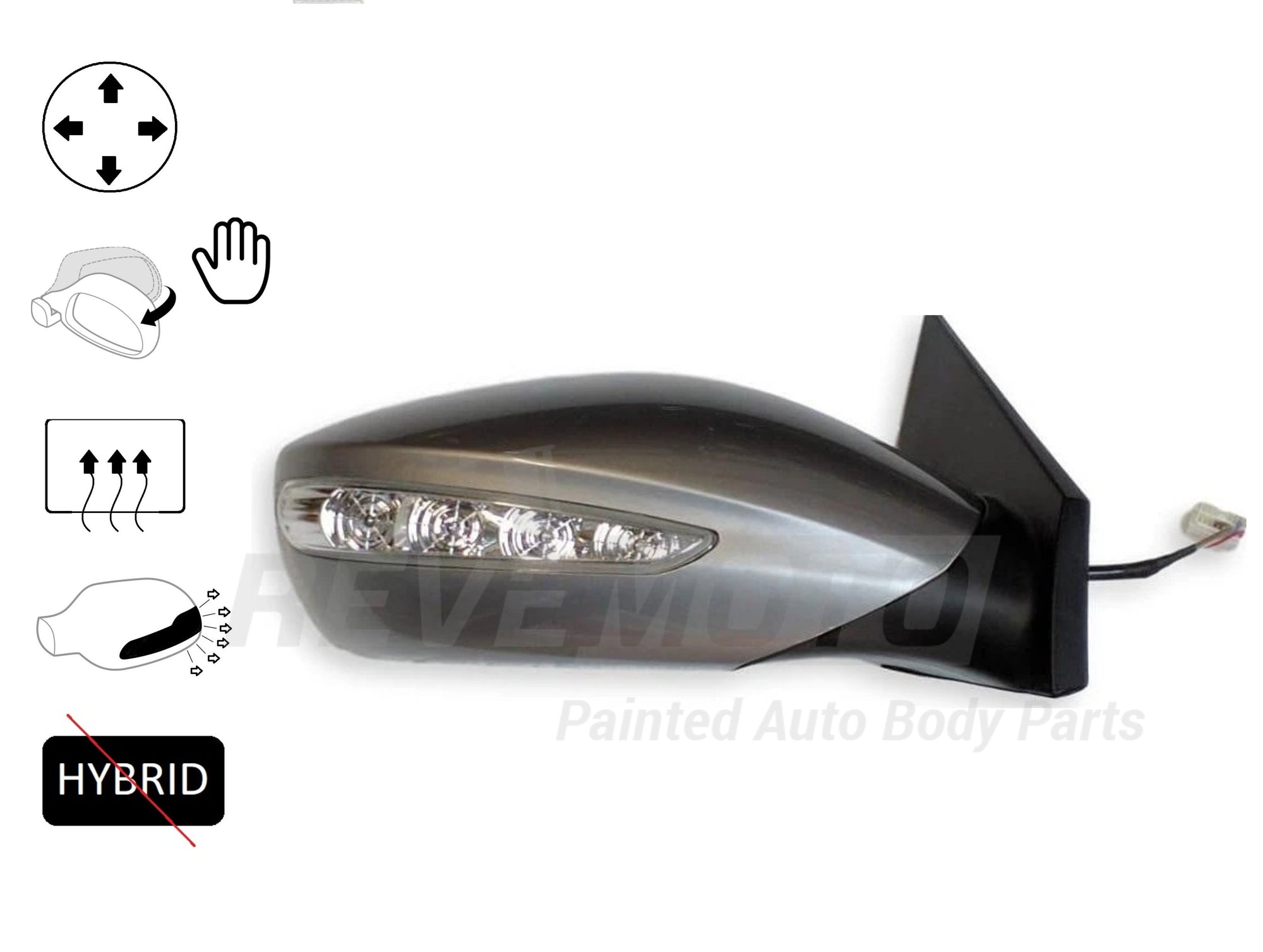 2014 Hyundai Sonata Passenger Side View Mirror Power Manual Folding Heated w Turn Signal Light Except Hybrid Painted Hyper Silver Metallic FHM 876203Q110 