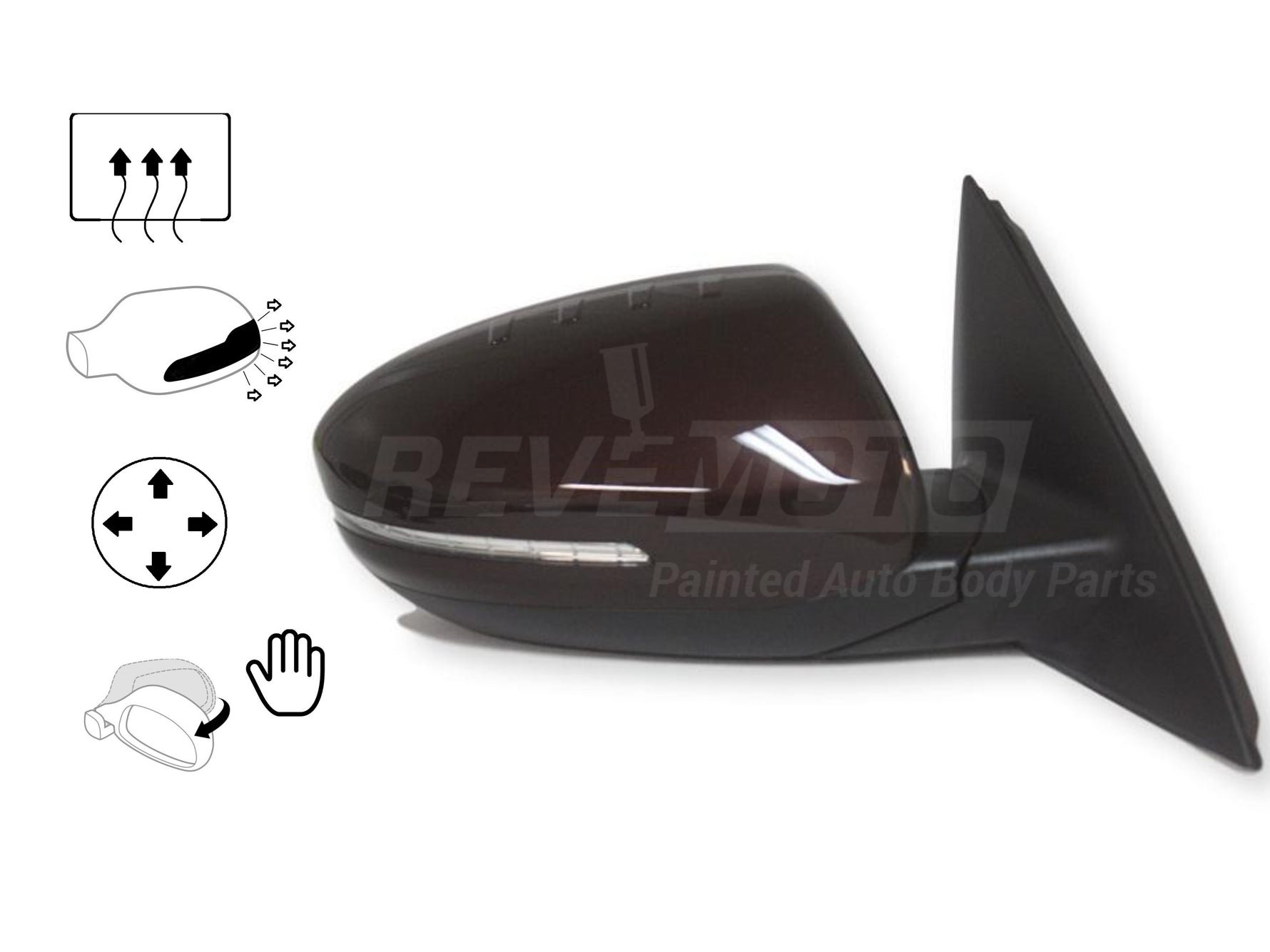 2011-2013_Kia_Optima_Passenger-side; Heated; w Signal Light; Power; Manual Folding Painted Dark Cherry Metallic IR_876202T130