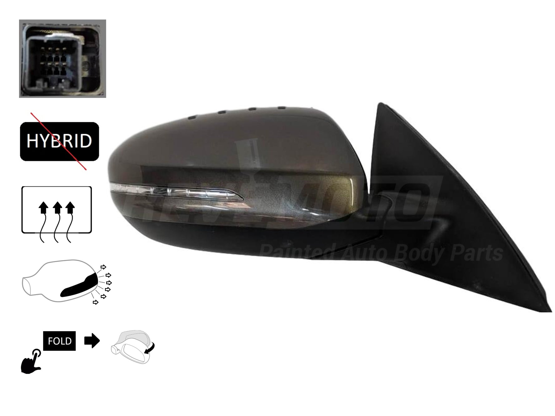 2011-2013_Kia_Optima_Passenger-side; USA Built; Except Hybrid; Heated; w Turn Signal; Power Folding Painted_Bronze_Metallic_D0_876204C020