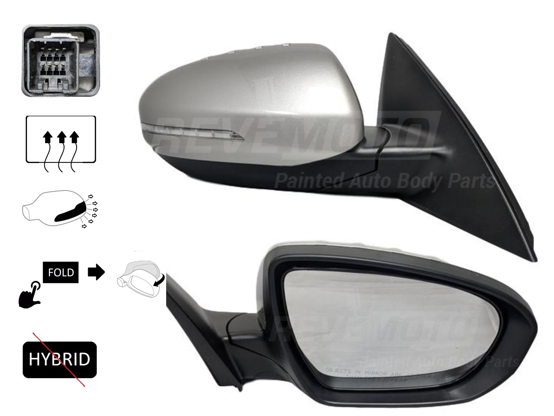 2011-2013 Kia Optima Passenger Side View Mirror, Heated, With Signal Lamp, Power Folding Except Hybrid, Painted Satin Metal Metallic (STM)_876204C020