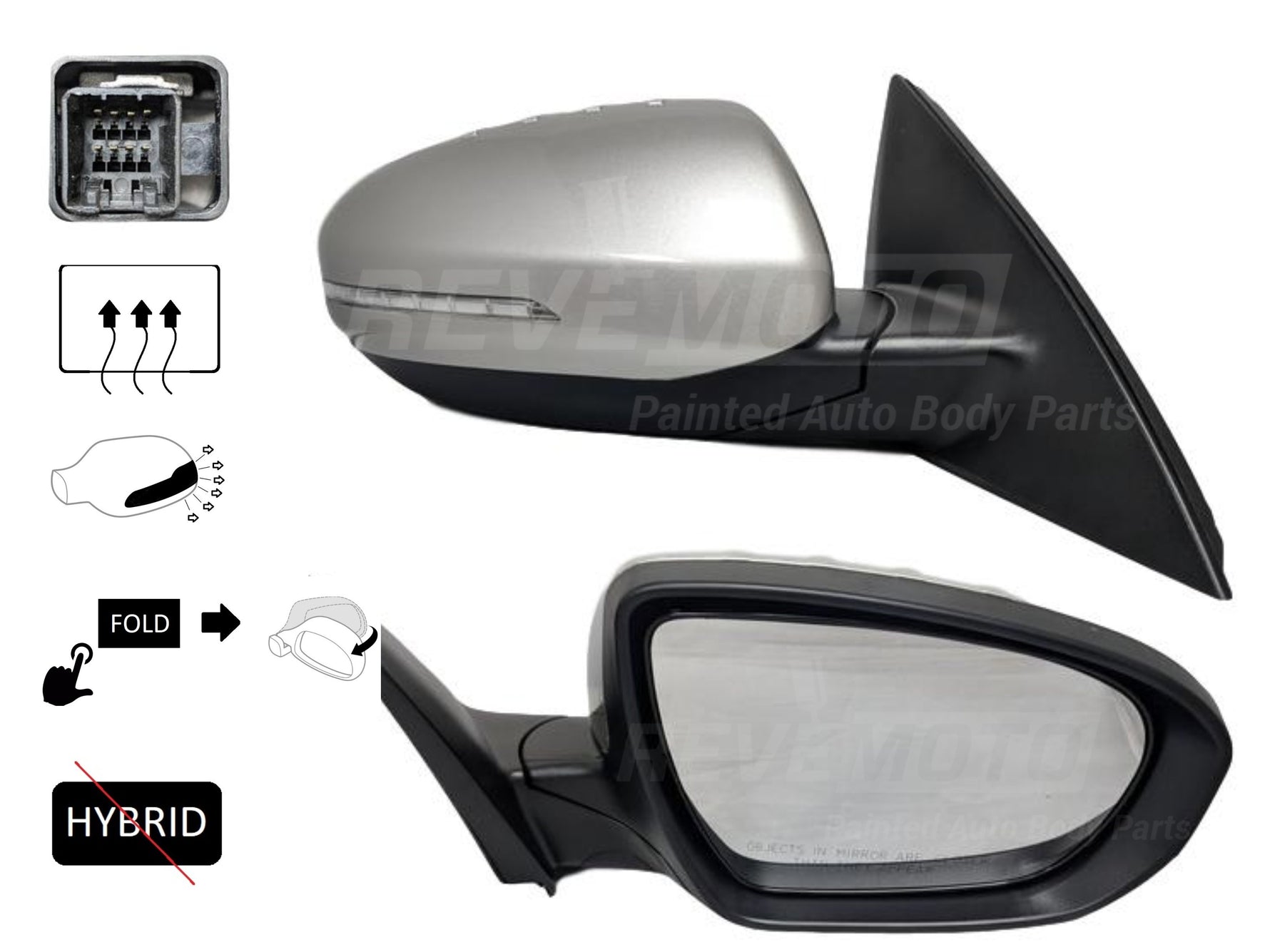 2012 Kia Optima Passenger Side View Mirror Heated With Signal Lamp Power Folding Except Hybrid Painted Satin Metal Metallic STM