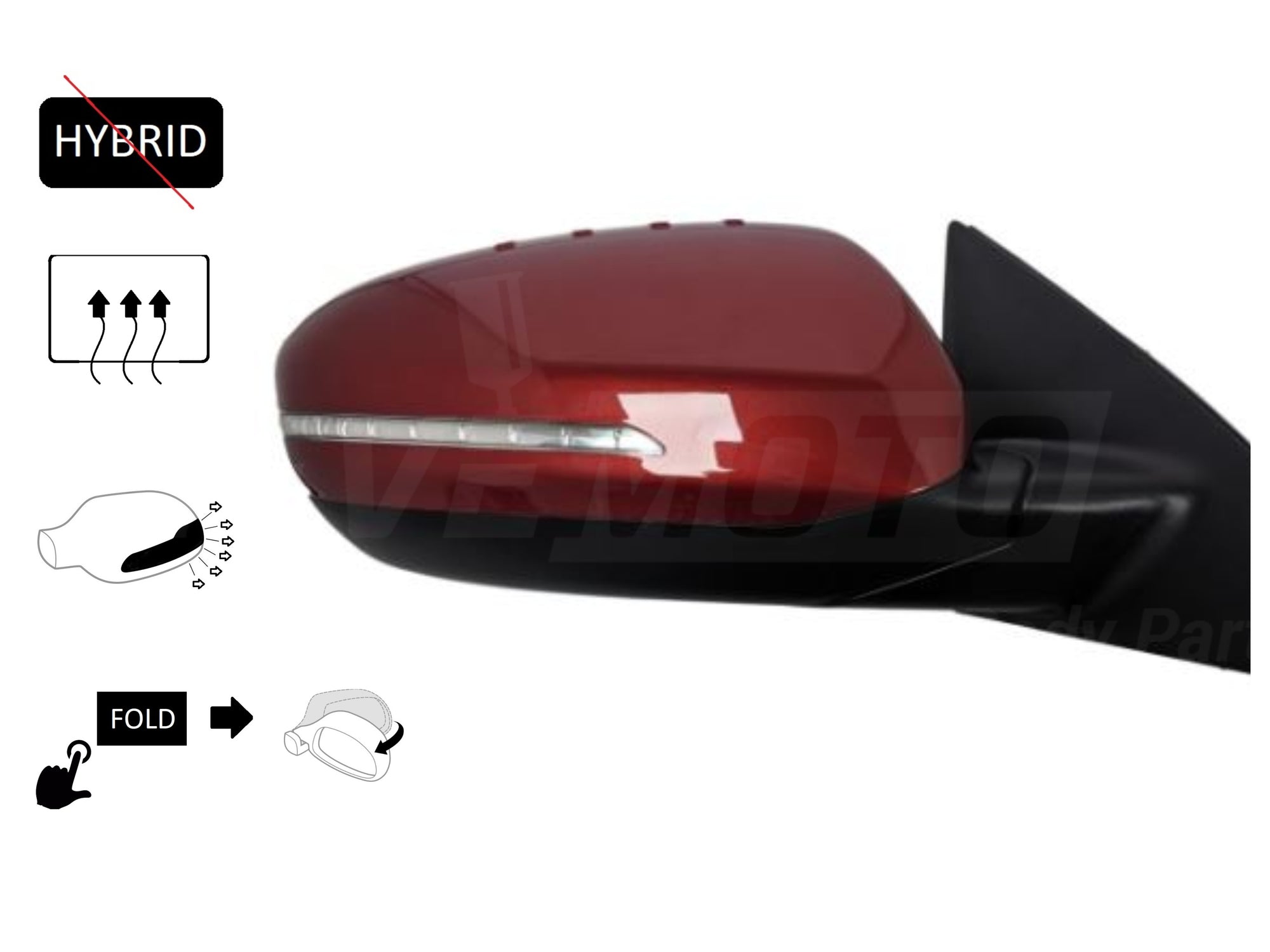 2011-2013 Kia Optima Passenger Side View Mirror, USA Built, Except Hybrid, Heated, With Turn Signal_ Power Folding, Painted Spicy Red Metallic (IYR) 876204C020