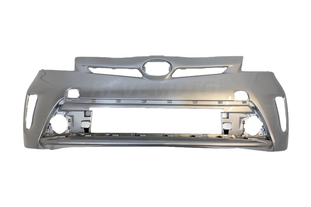 2012-2015 Toyota Prius Front Bumper Painted Classic Silver Metallic (IF7) WITH Halogen Headlights WITHOUT Head Light Washer Holes 5211947934