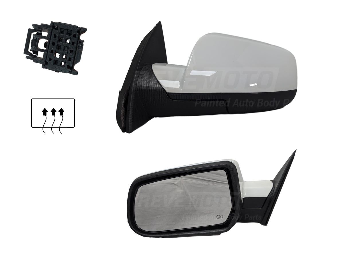 2013 Chevrolet Equinox Side View Mirror Painted, Olympic White (WA8624), Driver-side, Back view, 2nd Design, w_ Convex Insert, w_ Heated Glass_22818288