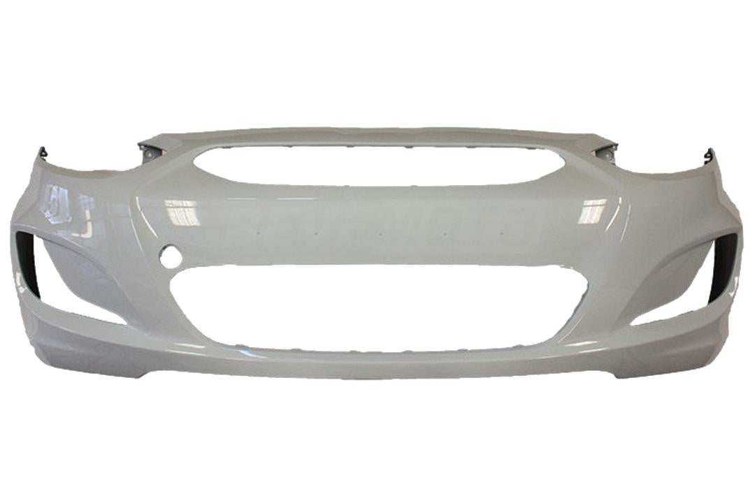 2012-2013 Hyundai Accent Front Bumper Painted White Crystal (PGU)
