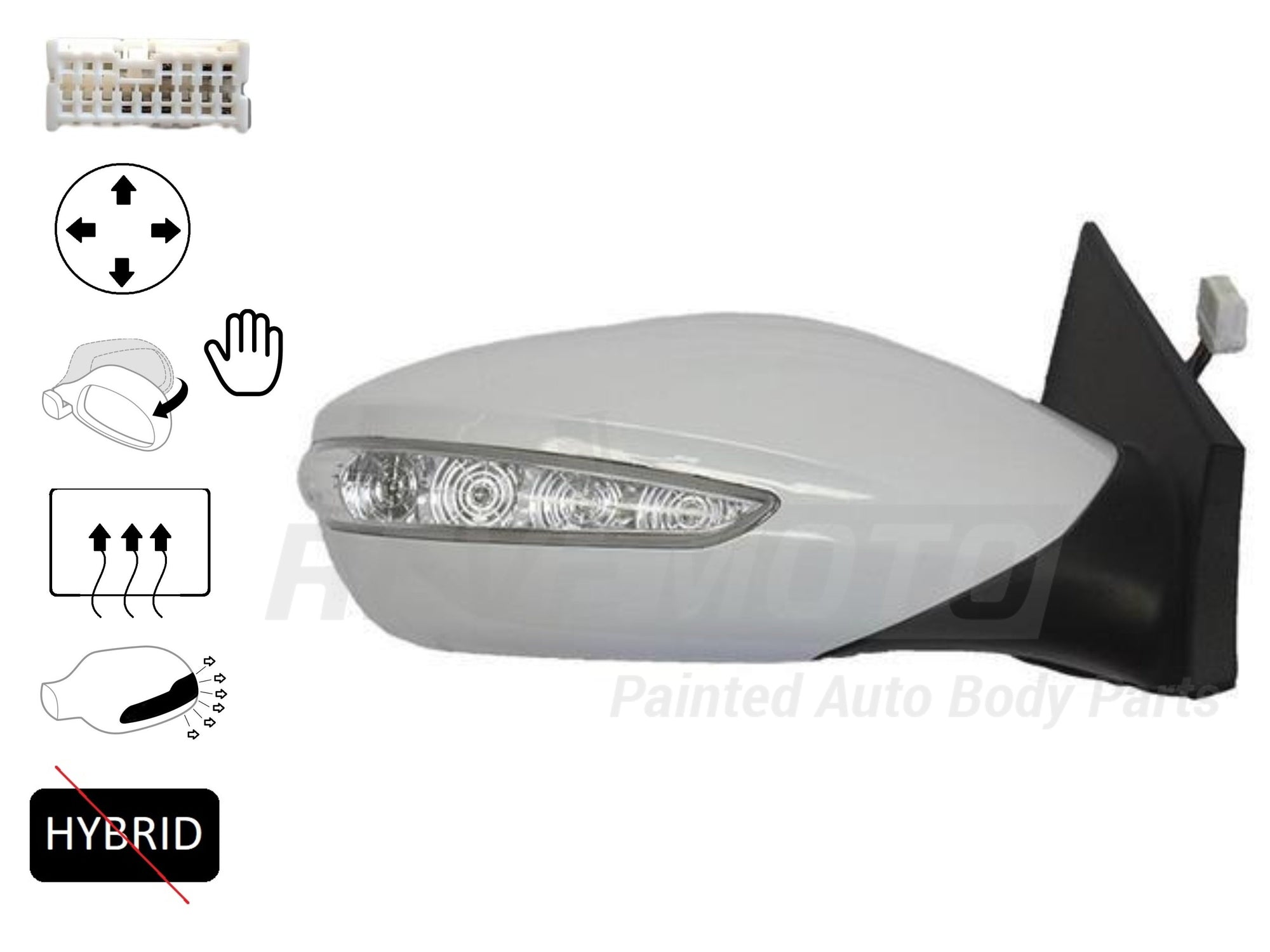 2014 Hyundai Sonata Passenger Side View Mirror Power Manual Folding Heated w Turn Signal Exc Hybrid Painted Shimmering White Pearl WJ 876203Q110 