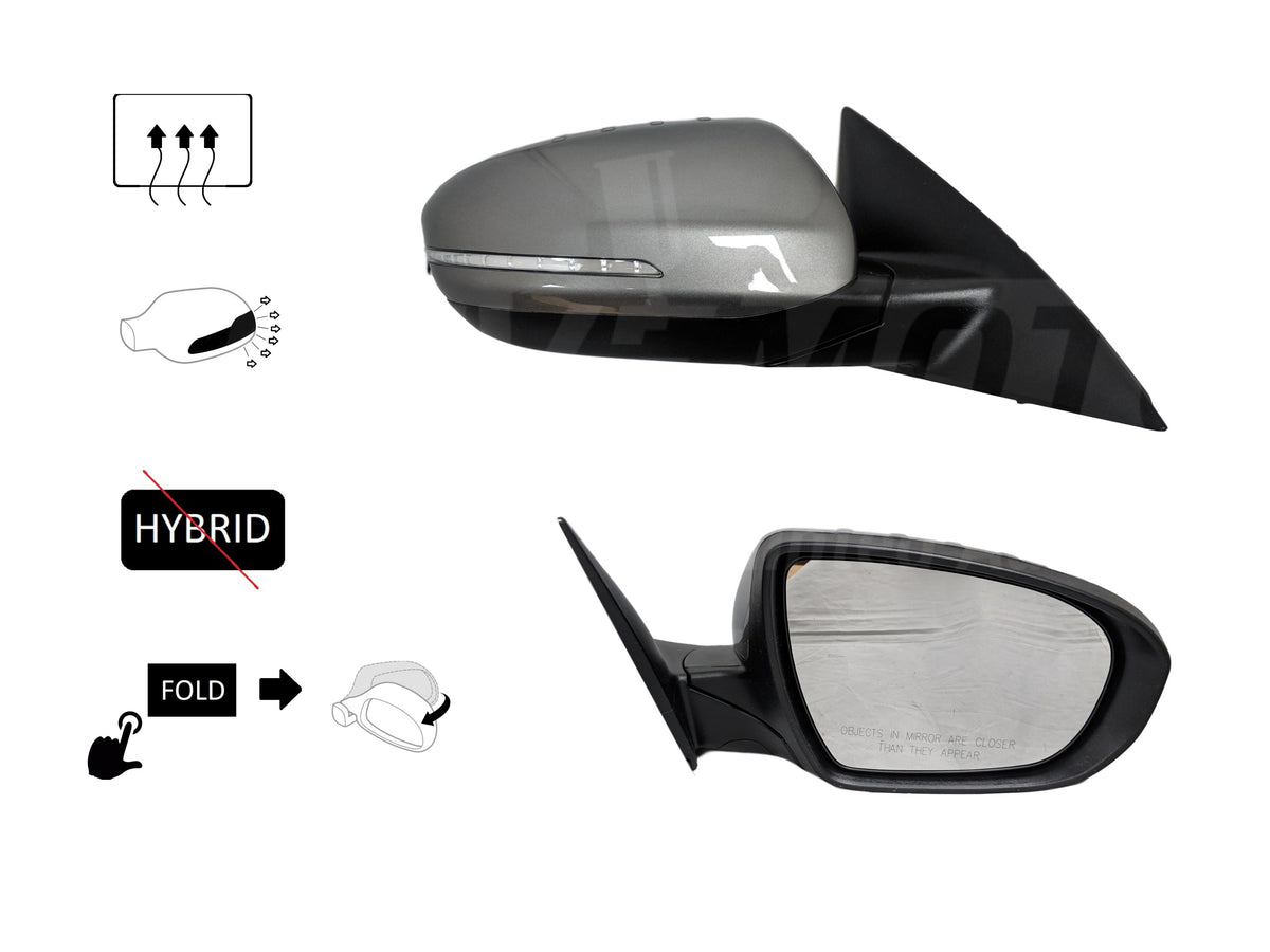 2013 Kia Optima Passenger Side View Mirror, Heated, With Signal Lamp, Power Folding, Except Hybrid, Painted Titanium Silver Metallic (IM) 876102T110-IM