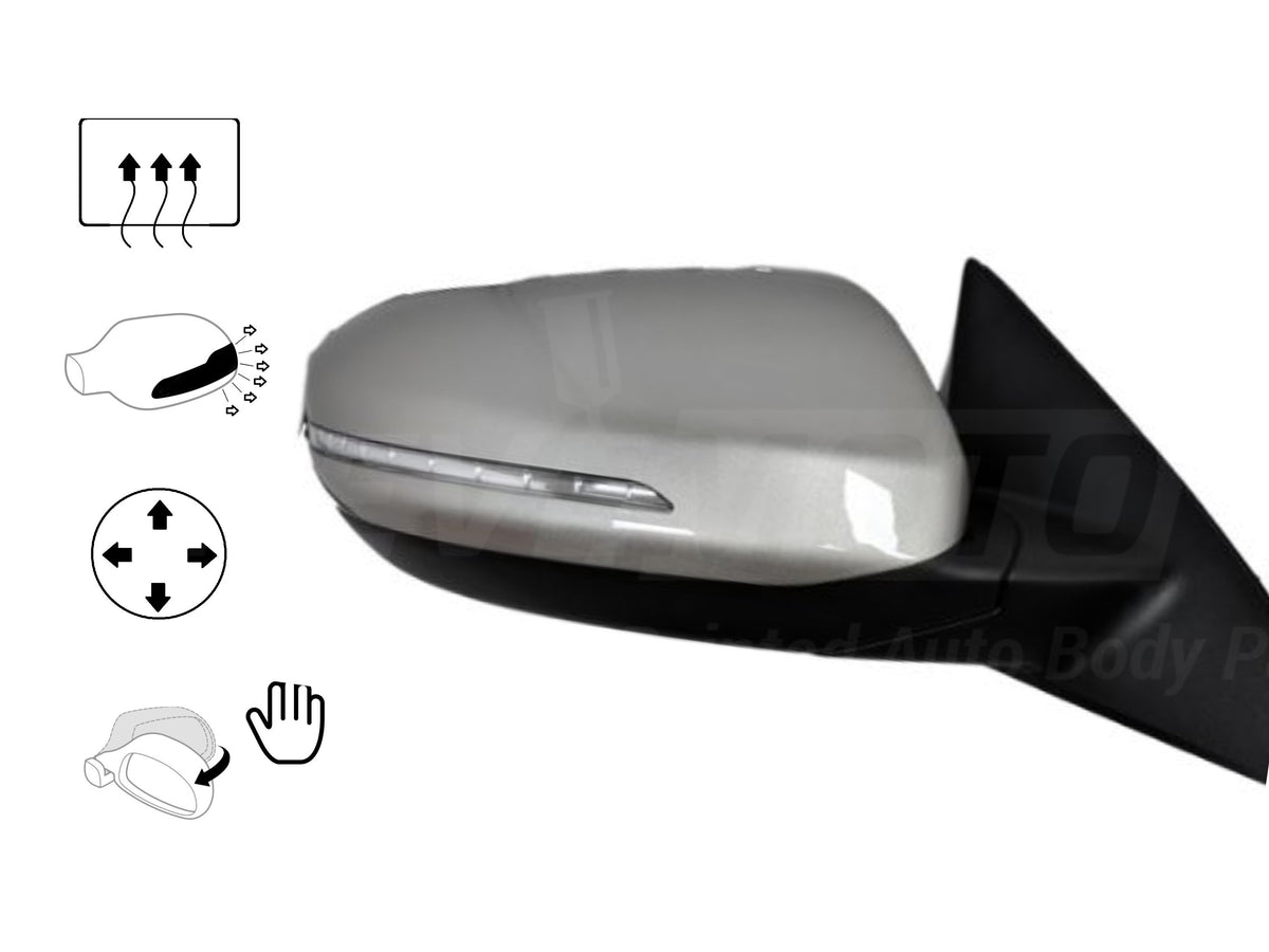 2013 Kia Optima Passenger Side View Mirror Heated With Signal Light Power Manual Folding Painted Satin Metal Metallic STM
