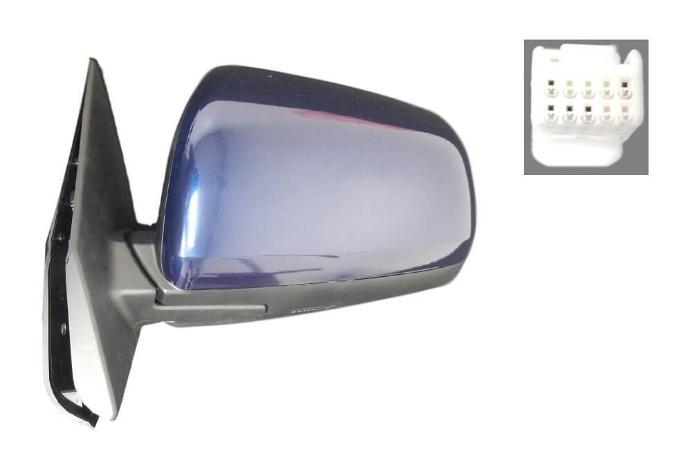 2013 Mitsubishi Lancer Driver Side View Mirror, Power, Heated, Painted Cosmic Blue Metallic (D14)
