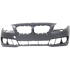 2014-2016 BMW 5Series Front Bumper; w/o M-Pkg; Sedan; w/ Park Assist Sensor Holes; w/ Side View Camera; BM1000310; 51117332681