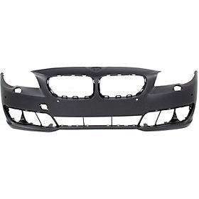 2014-2016 BMW 5Series Front Bumper; w/o M-Pkg; Sedan; w/ Park Assist Sensor Holes; w/o Side View Camera; BM1000309; 51117332680