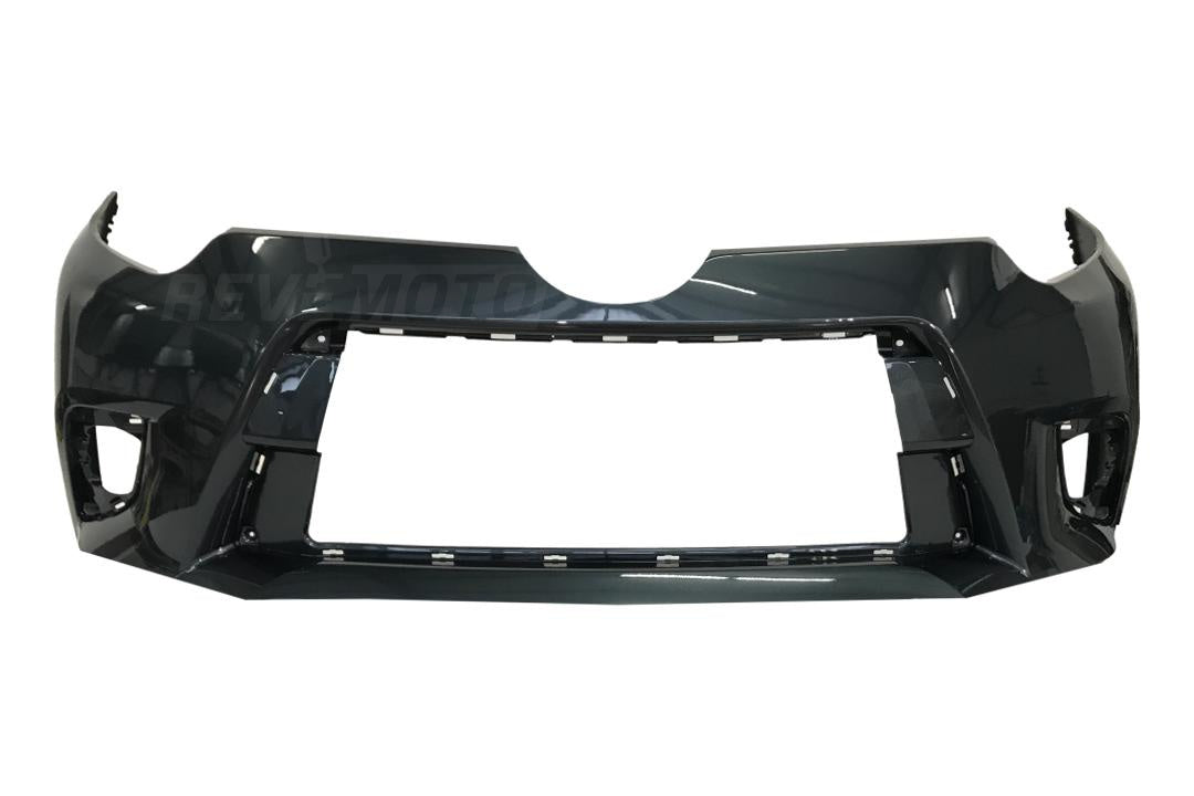 2014-2016 Toyota Corolla Front Bumper Painted Slate Metallic (1F9) WITHOUT Chrome Grille Molding 5211903904 ReveMoto Painted Auto Body Parts