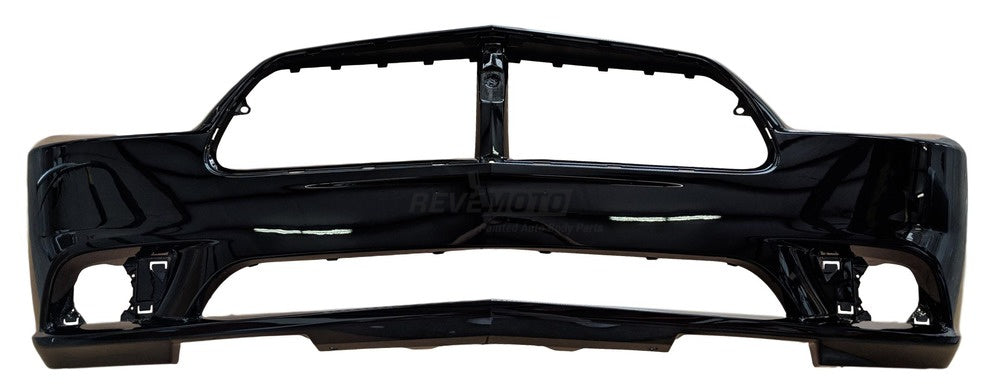 2014 Dodge Charger Front Bumper, Without Sensors, Painted Black (DT4014, DX8, X13, PX8); 68092596AA - ReveMoto