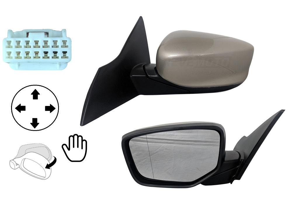 2015 Honda Accord Driver Side View Mirror, Sedan, Power. Manual Folding. Non-Heated, Without Signal Light, Without Camera, Painted Champagne Frost Pearl (YR591P)_76258T2FA01