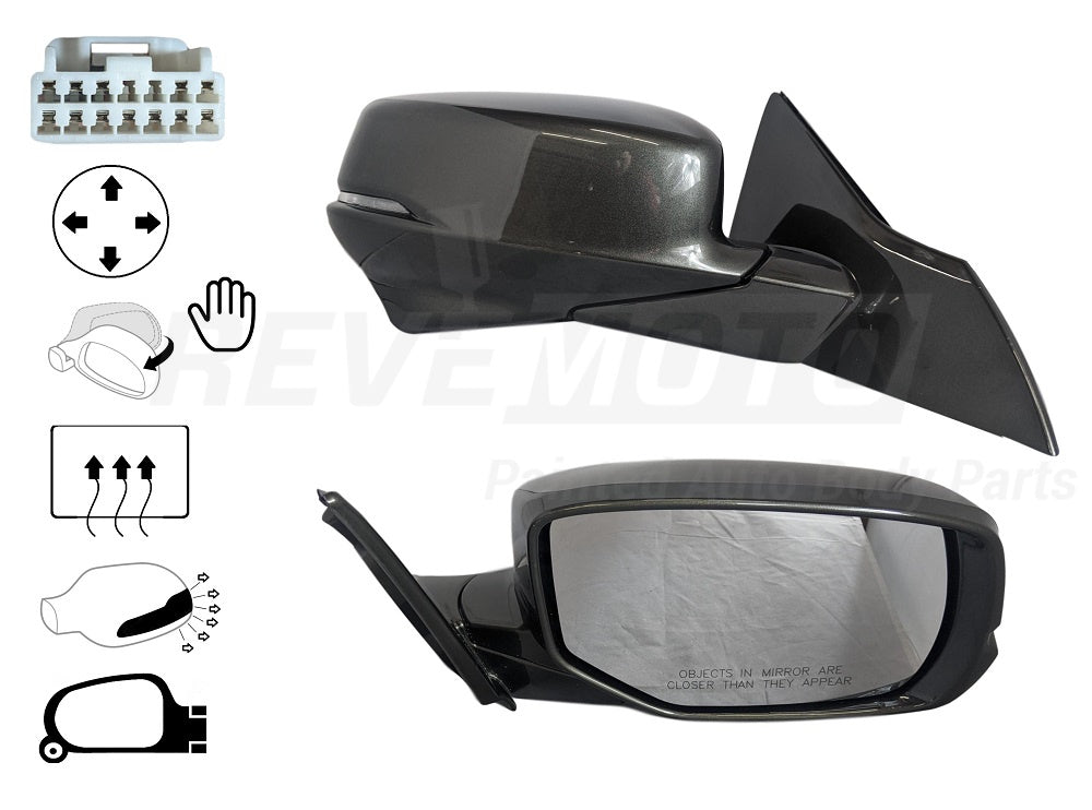 2014 Honda Accord Painted Side View Mirror Hematite Metallic (G536M), Sedan, Power, Manual Folding, Heated, w_ Signal Light, w_ Camera, Right, Passenger Side 76200T2GA42ZC