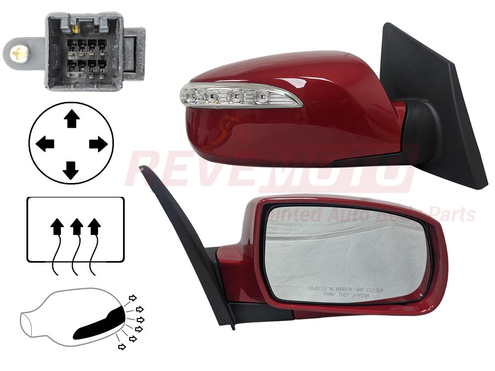 2015 Hyundai Tucson Side View Mirror Painted Garnet Red Mica (SAZ), Right, Passenger-side, Limited Model, Heated, w_ Turn Signal, Power, Manual Folding 876202S050