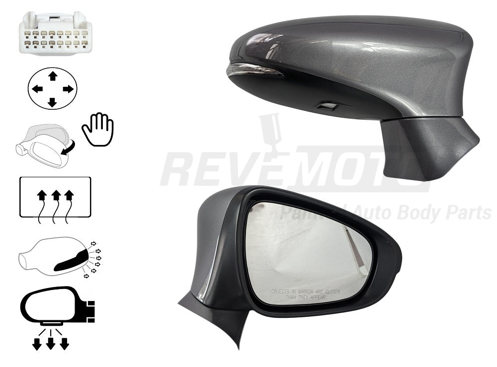 2014 Lexus ES350 Painted Side View Mirror Mercury Gray Metallic,Mica (1H9), Power, Manual Folding, Heated, w_o Memory, w_ Signal, w_ Puddle light, w_o Auto Dimming, w_o Blindspot Detection, 8791033A81C0