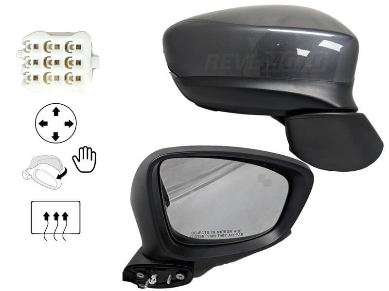 2014 Mazda CX-5 OEM Passenger Side View Mirror Painted Meteor Gray Mica (42A)_KD4569121G-PFM