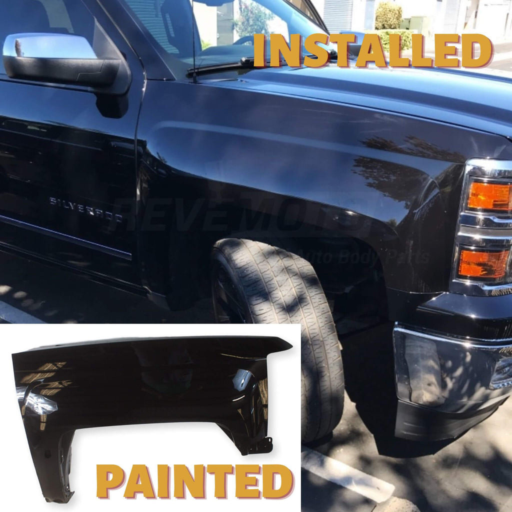 2014 Chevrolet Silverado Fender Painted 84214215 GM1241385 Black WA8555 Customer Photo ReveMoto Painted Auto Parts Replacement 