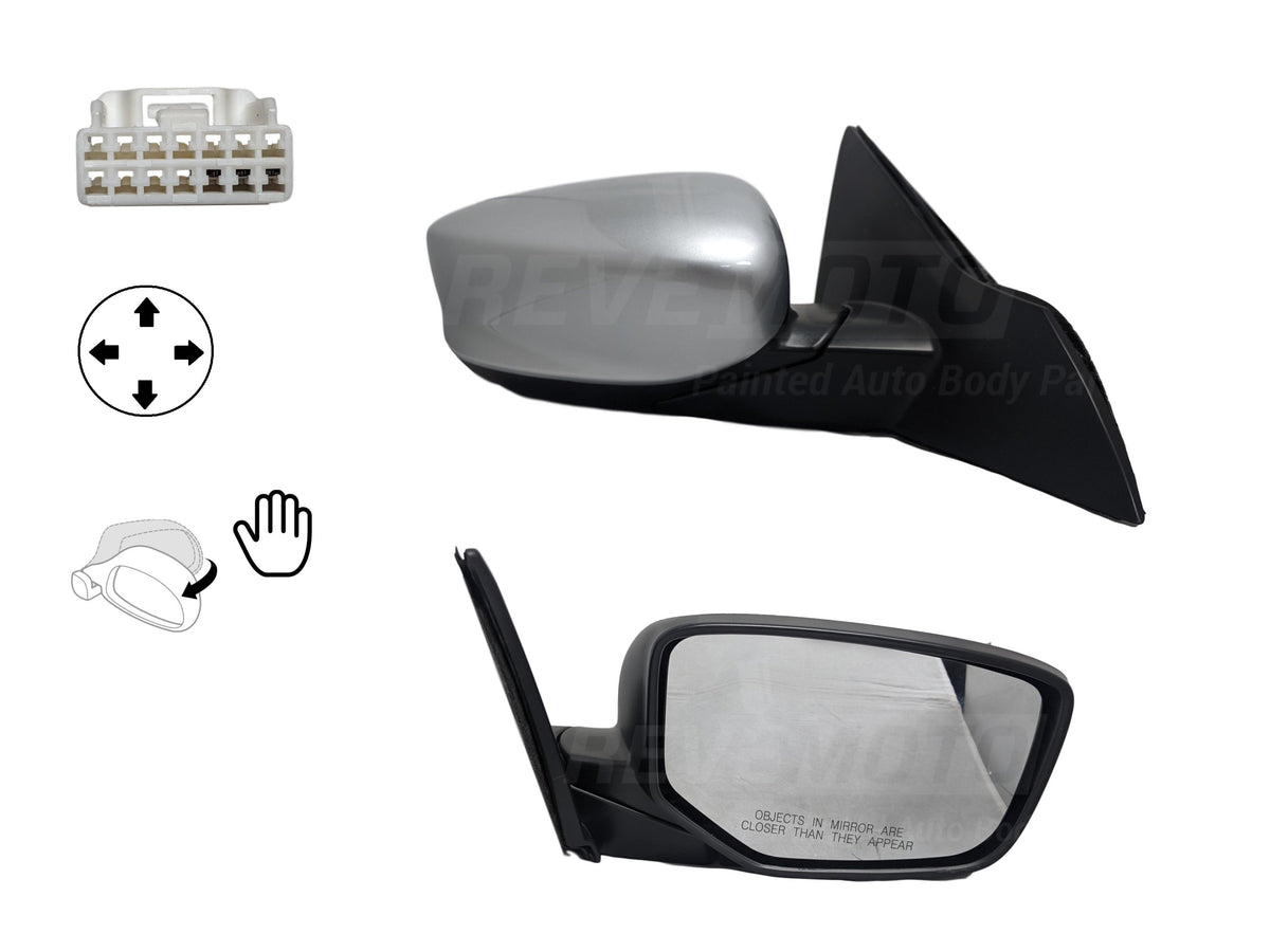 2013-14 Honda Accord Passenger Side View Mirror Sedan_Power; Manual Folding; Non-Heated; w_o Signal Light; w_o Camera Painted Alabaster Silver Metallic (NH700M) 76208T2FA11