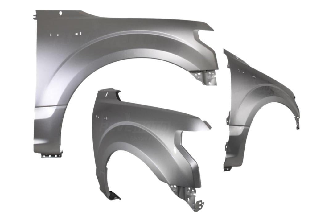 2015-2020 Ford F150 Fender PaintedRight Passenger-Side White Gold Metallic (GN) w_o Wheel Opening Molding, Aluminum FL3Z16005A / JL3Z16005A FO1241300 ReveMoto Painted Auto Parts Replacement