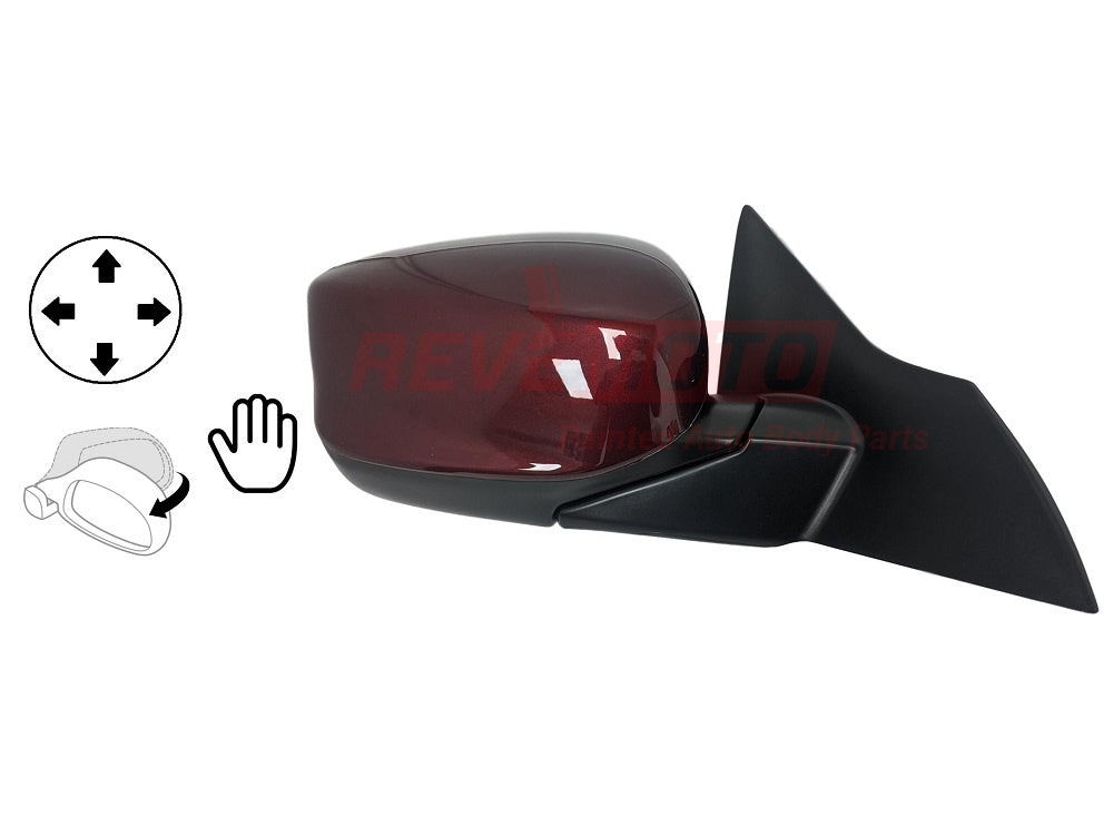 2017 Honda Accord Painted Side View Mirror Basque Red Pearl II (R548P), Sedan, Power, Manual Folding, Non-Heated, w_o Signal Light, w_o Camera, Right, Passenger Side 76208T2FA11