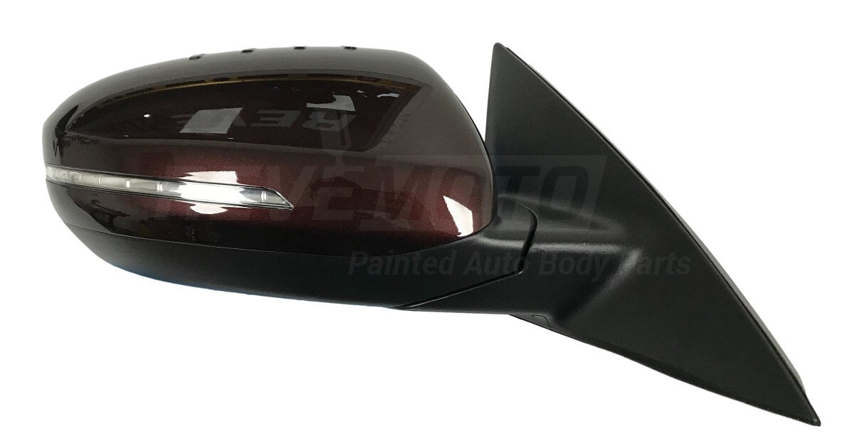 2015 Kia Optima Side View Mirror Painted (Right, Passenger-Side) Dark Cherry Metallic (IR), (USA Built) WITH Power, Manual Folding, Heat, Turn Signal Light - WITHOUT BSD