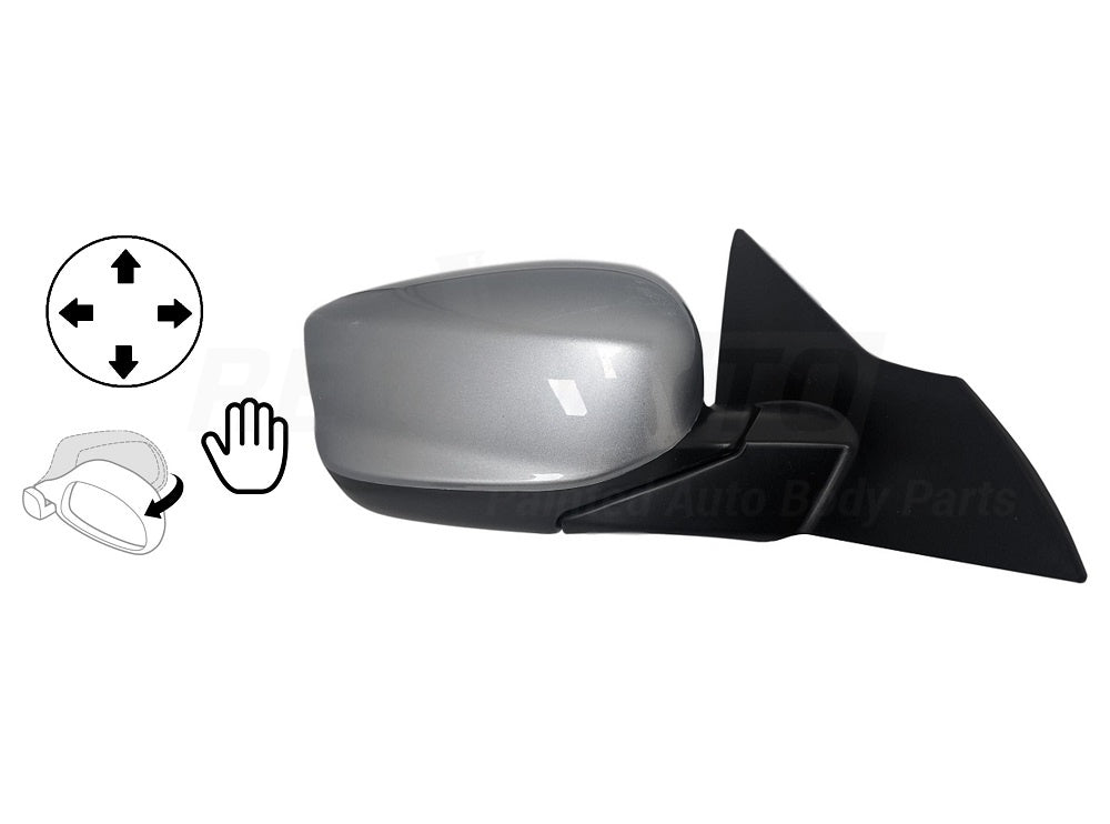 2017 Honda Accord Painted Side View Mirror Lunar Silver Metallic (NH830M), Sedan Power, Manual Folding, Non-Heated, w_o Signal Light, w_o Camera, Right, Passenger Side 76208T2FA11