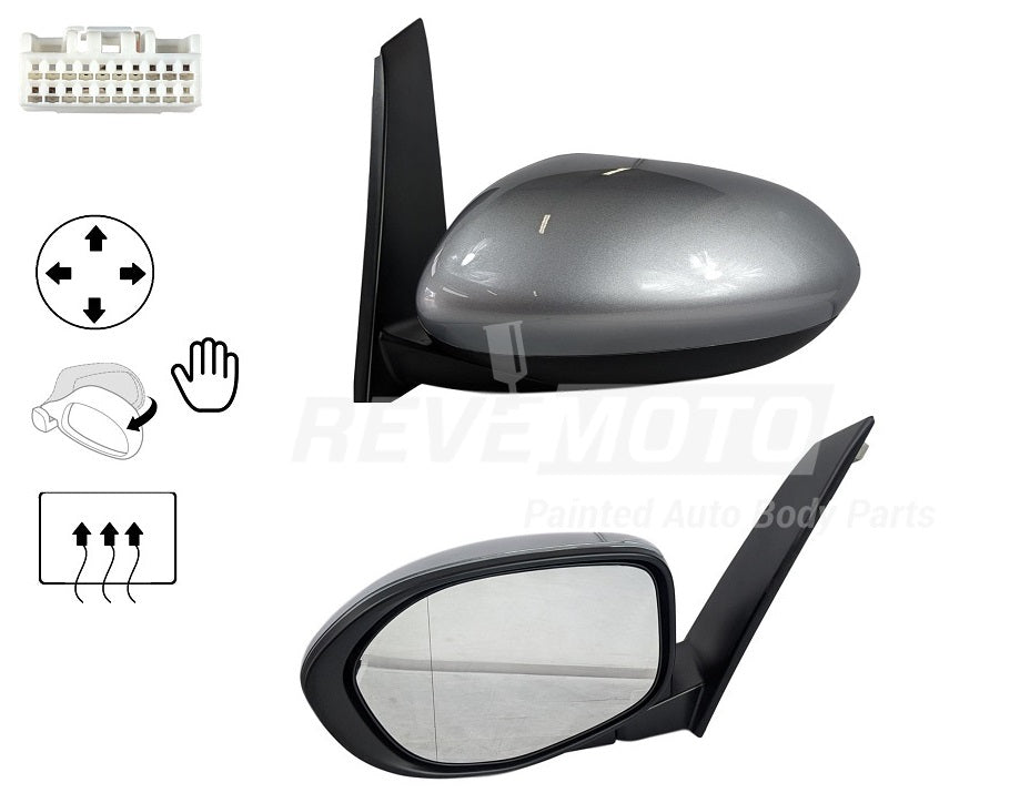 2016 Honda Odyssey Painted Side View Mirror Lunar Silver Metallic (NH830M), EX,EXL, Power, Manual Folding, Heated, Without Turn Signal, Left, Driver Side 76250TK8A51ZD - ReveMoto