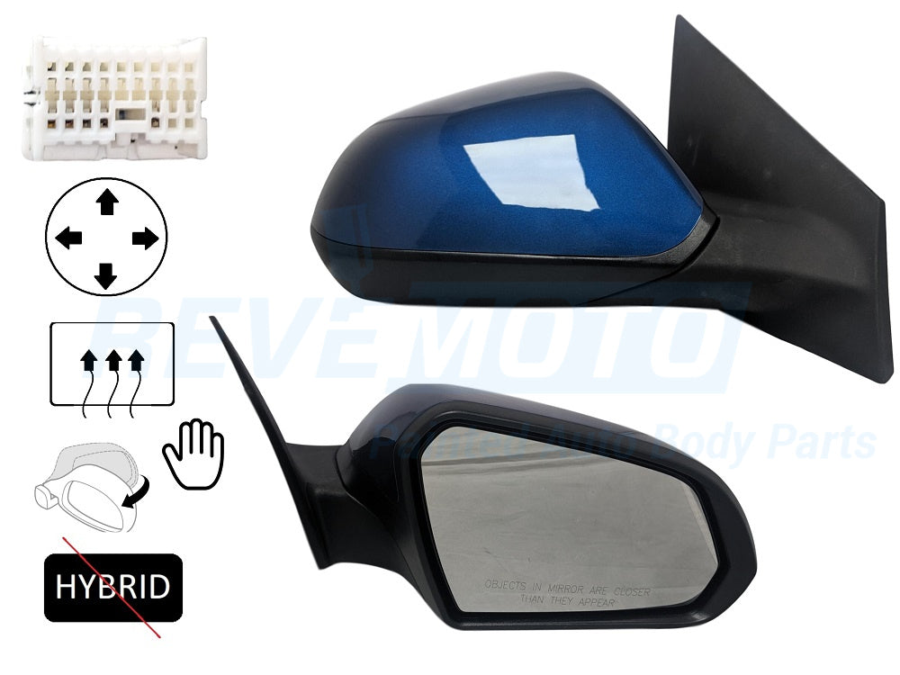 2015 Hyundai Sonata Passenger Side View Mirror, Heated, Without Turn Signal Light, Without Blind Spot Detection; Power, Manual Folding, Except Hybrid, Painted Lakeside Blue Metallic (VU)_87620C2000