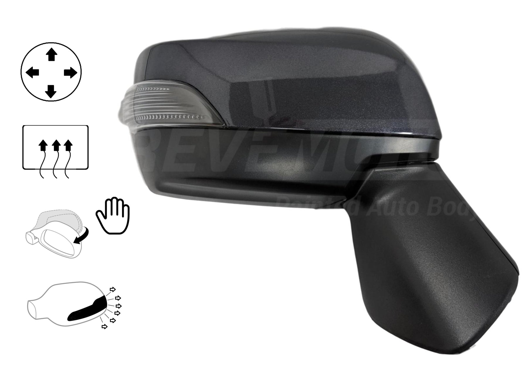 2016 Subaru WRX STI Passenger Side View Mirror, Heated, With Turn Signal, Power, Manual Folding, Painted Dark Gray Metallic (61K) 91036VA041