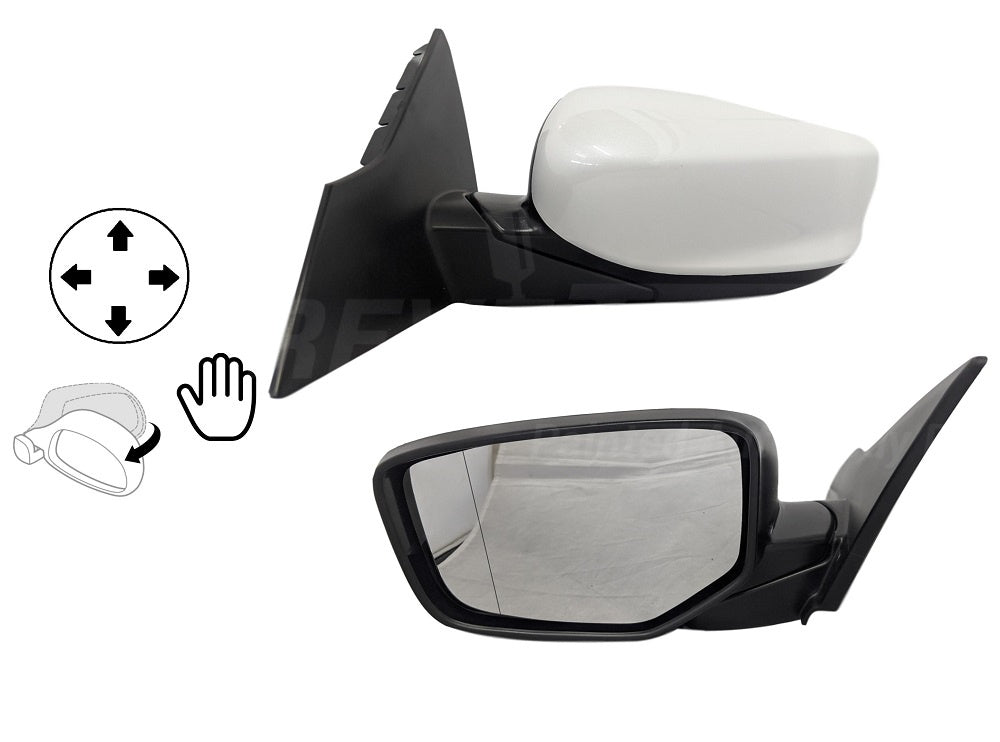 2016 Honda Accord Driver Side Front View Painted Mirror Orchid White Pearl (NH788P), Sedan, Power, Manual Folding, Non-Heated, without Signal Light, without Camera_76258T2FA01