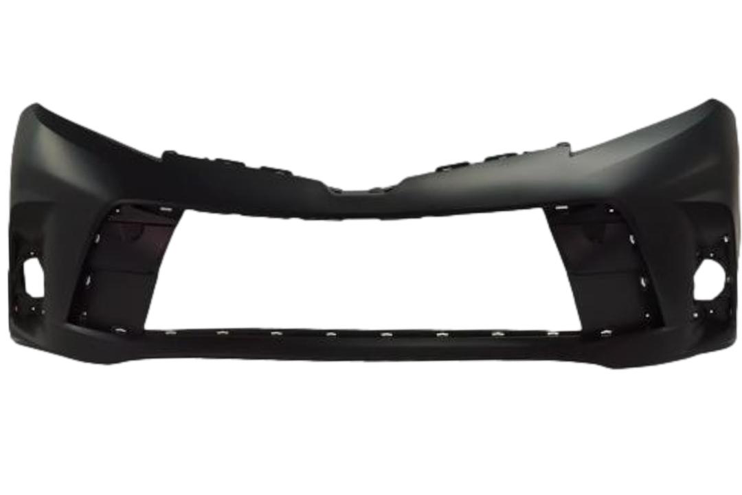 2018-2020 Toyota Sienna Front Bumper Painted WITHOUT: Park Assist Sensor Holes