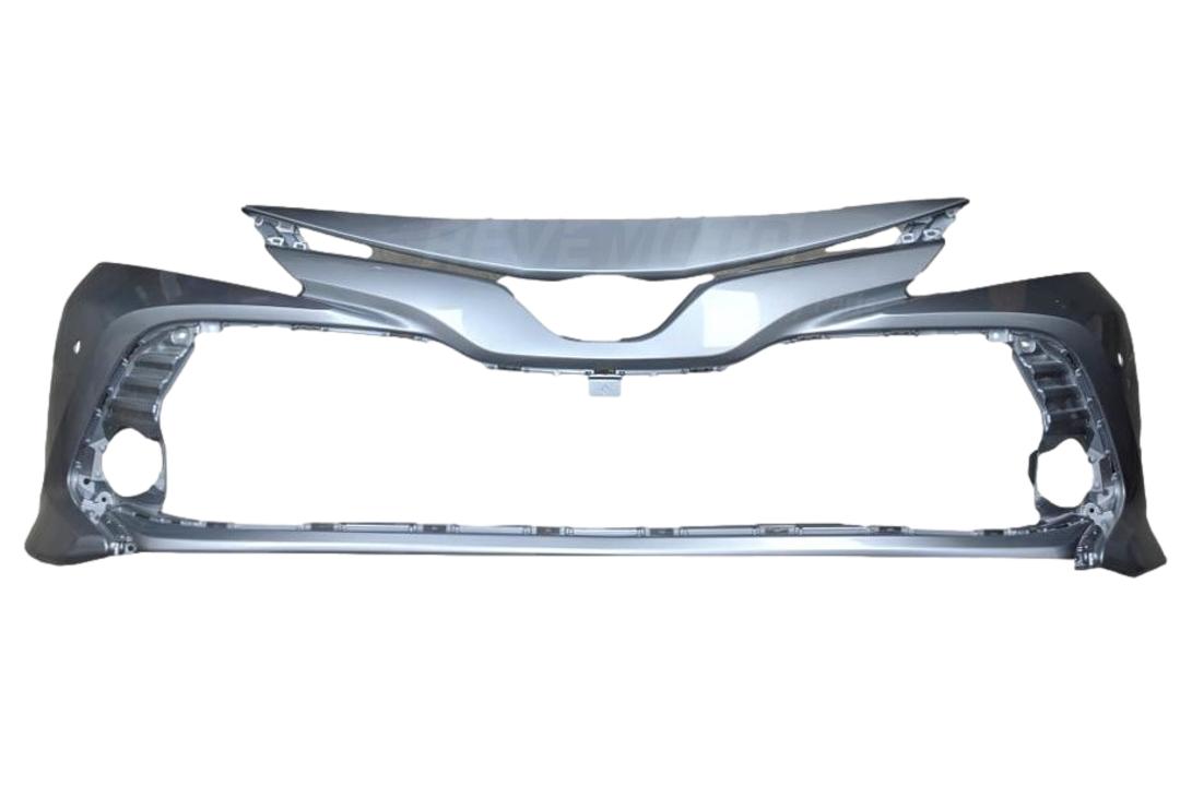 2018-2020 Toyota Camry Front Bumper Painted (LE/XLE Models) Celestial Silver Metallic (1J9) WITH Park Assist Sensor Holes 521190X937 TO1000432 ReveMoto Painted Auto Parts Replacement 