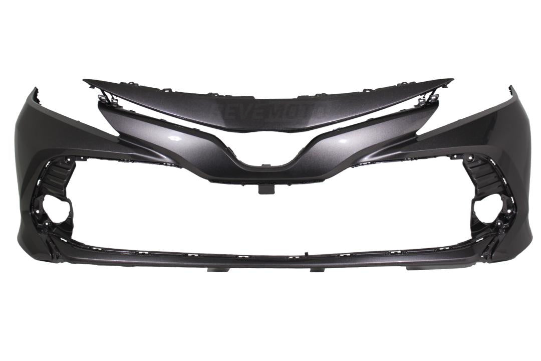 2018-2020 Toyota Camry Front Bumper Painted Predawn Gray Mica (1H1) WITHOUT Park Assist Sensor Holes 521190X936 TO1000438 ReveMoto Painted Auto Parts Replacement 