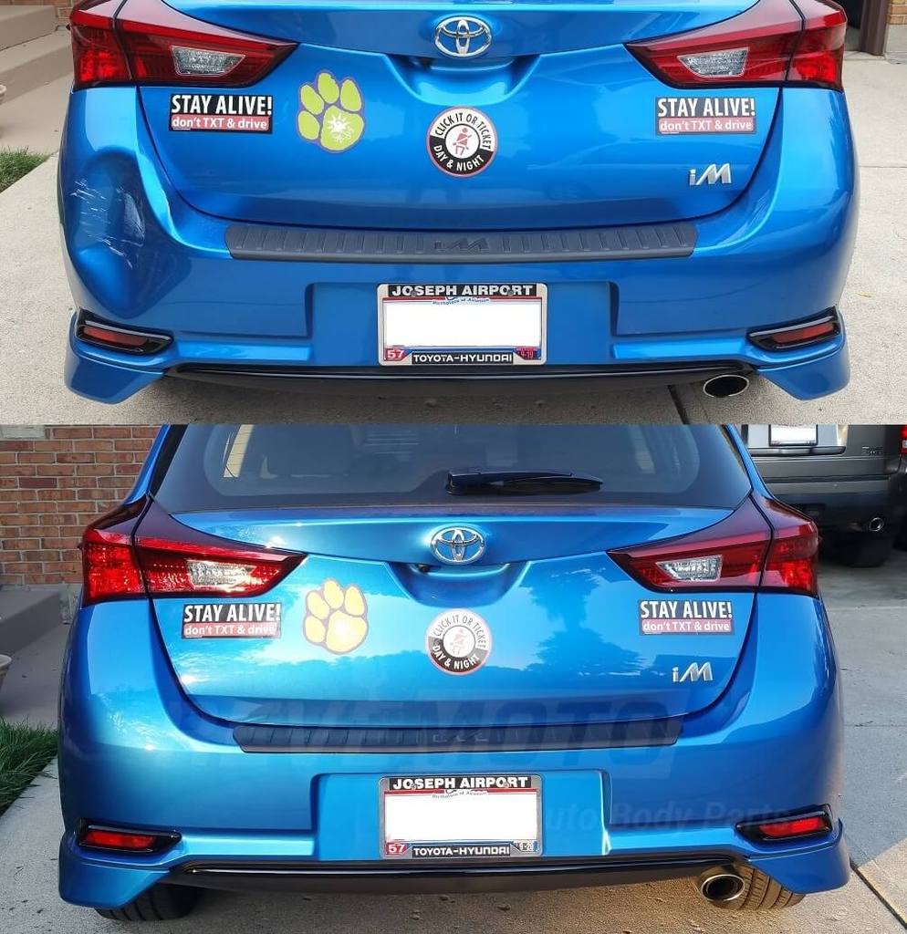 2017 Toyota Corolla iM OEM Rear Bumper - P#5215912950 Painted Storm Blue (8X7) - Before and After Customer Photo