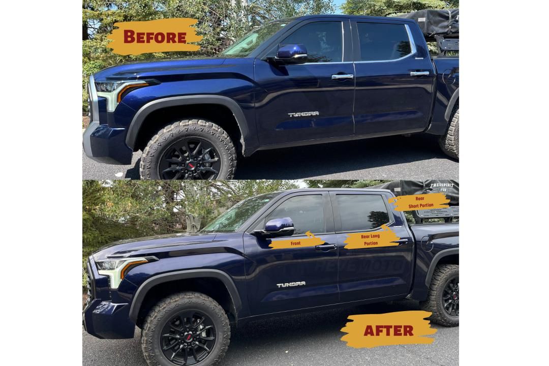 2022-2025 Toyota Tundra Window Molding (OEM Only) Before and After ReveMoto Replacement Painted Car Parts Painted Auto Parts
