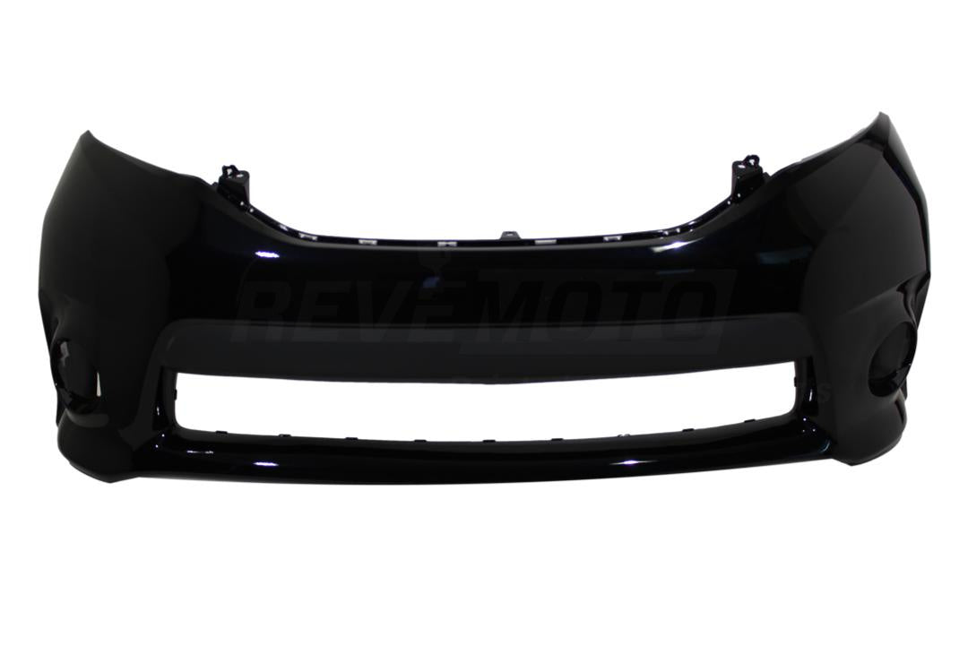 2011-2017 Toyota Sienna Front Bumper Painted Attitude Black Metallic or Attitude Black Mica (218) WITH Round Fog Holes, Textured Center Area 5211908903