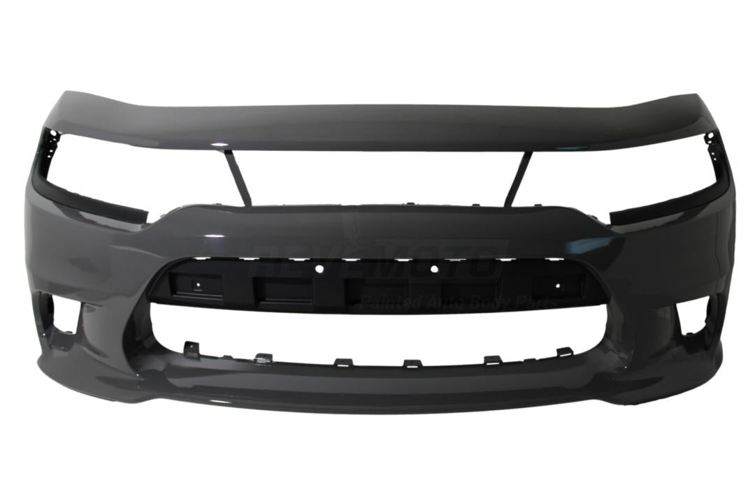 2015-2023 Dodge Charger Front Bumper Painted Ceramic Gray (PDN) WITH: Elliptical Fog Light Holes | WITHOUT: Crossbar Grille 5PP39TZZAE