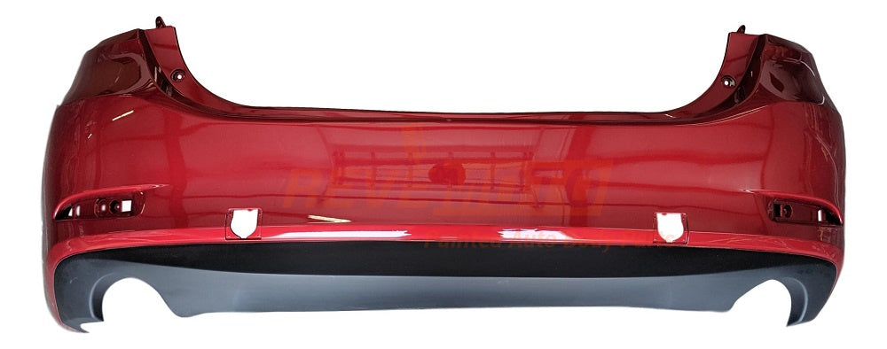 2017 Mazda Mazda6 _ Rear Bumper Cover, With Dual Exhaust Cutout, With Textured Lower, Painted Soul Red Metallic (41V)