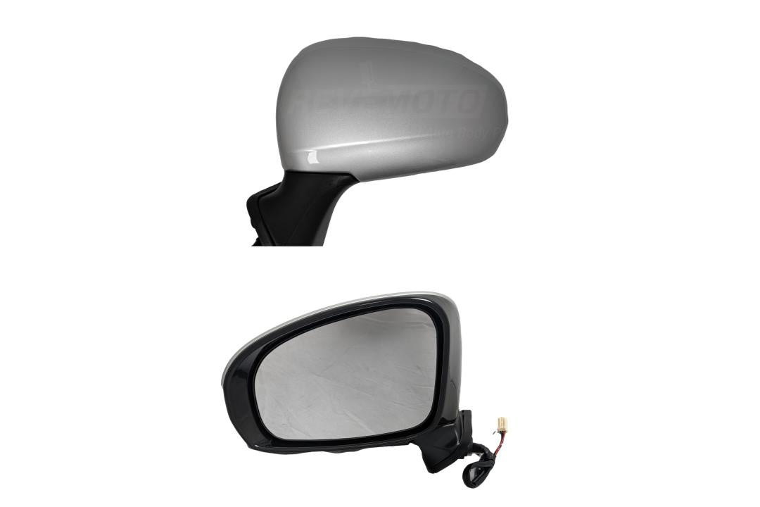  2010-2015 Toyota Prius Plug-In Painted Side View Mirror Classic Silver Metallic (1F7) WITH Power, Manual Folding, Heat WITHOUT Turn Signal Light Right, Passenger-Side 8791047180